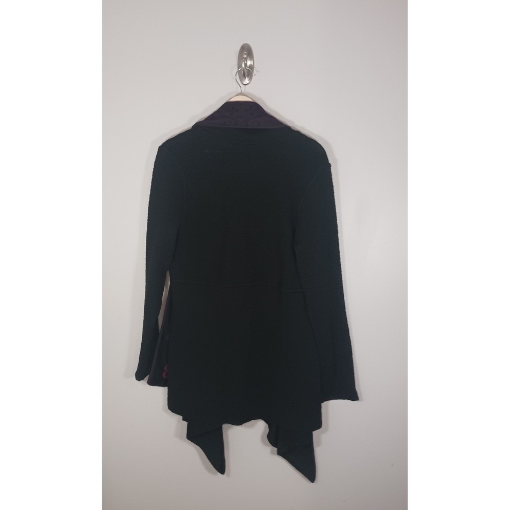 Simply Natural Alpaca Blend Embroidered Cardigan Women's L Asymmetrical Peru - Picture 3 of 8